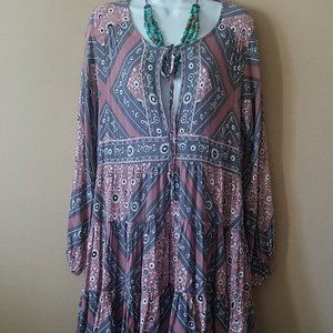 JENS PIRATE BOOTY BANDANA PRINT  PEASANT DRESS 155.00